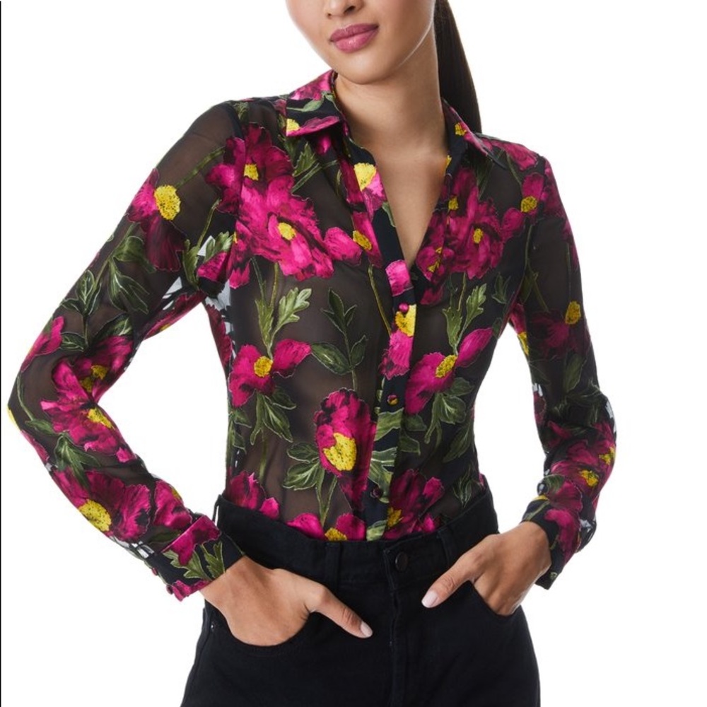 Alice & Olivia Eloise Floral Button Down